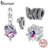 Bamoer 925 Prata Esterlina Charme Medusa Cobra Pingente DIY Para Pulseira Presentes Mulher
