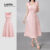 (New) (Lovito Refine) Vestido Elegante de Jacquard com Lacinho Na Frente para Primavera/verão Vestido Rosa LR18E178