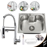 Cuba Gourmet Cozinha Pia Aço Inox 50x40cm Escovada Com acessórios e Torneira Gourmet Monocomando