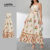 (Lovito Refine) Vestido Elegante Floral No Pescoço Trança Verão/Primavera Vestido Com Cinto Para Mulheres LR4LD070