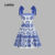 Lovito Vestido Boho Padrão Geométrico Azul Vestido Primavera/Verão Para Mulheres L131ED1152