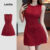 (NEW) Lovito Vestido Casual de Botão Frente Primavera/verão Claret para Mulheres L150ED732
