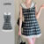 Lovito Vestido Préppy de Blocos de Cores Primavera/verão Preto e Branco para Mulheres L144AD069
