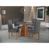 Conjunto Mesa de Jantar Redonda Spirit com 4 Cadeiras Mel/Cinza/Grafite