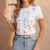 Lovito Camisa Boho Padrão Floral Jacquard Camiseta Verão/Primavera Para Mulheres LBL18859