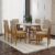 Conjunto Mesa Califórnia com Vidro 6 Cadeiras Dakota Cerejeira Tecido A40 100% Madeira Maciça Natural/Palha