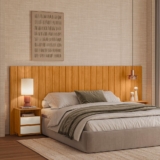 Cabeceira Extensível para Cama Solteiro/Casal/Queen/King Ripada 100% MDF  Cinamomo/Off White
