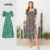 Lovito Vestido Casual Com Estampa Floral E Decote Quadrado Vestido Longo Para Mulheres L11D32 (Preto)