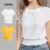 Lovito Camiseta Casual De Verão, Camiseta Lisa Com Babados Para Primavera E Verão Para Mulheres L120ED245