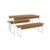 Conjunto: Mesa Sala Jantar Industrial LI013 c/ Tampo Madeirado 136x72cm c/ 2 Bancos Canela/Branco – Kappesberg