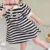 Lovito Kids Vestido Fofo com Blocos de Cores Primavera/verão Vestido Preto e Branco para menina LNL115184
