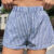 Lovito Shorts Casuais Listrado Padrão Curto Para Mulheres LNL71037