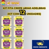 Kit 12 Fita Crepe Adelbras 711 Larga 48mm x 40m para Pintura, Artesanato, Escolar