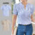 Lovito Blusa Casual listrada estampada plissada para mulheres L132ED269
