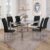 Conjunto Sala de Jantar Mesa Tampo de Vidro 6 Cadeiras Aço Tokio Yescasa Cromado/Preto