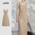 (New) Lovito Vestido Elegante com Cinto Ideal para Deslocamentos Na Primavera/verão Cor Marrom mocha L150ED030