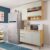 Cozinha Compacta 100% Mdf 2 Peças 6 Portas 2 Gavetas com Tampo e Vidro Itália Espresso Móveis Amêndoa/Off White