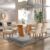 Conjunto Sala de Jantar Mesa Tampo Dakota Plus 160x80cm com 6 Cadeiras Luisa Yescasa  Cinamomo/Off White/Suede Pena
