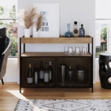 Buffet Aparador Bar Industrial Retrô 2 Portas e Nicho Madeira/Aço 100cm York Vermont/Preto