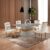 Conjunto Sala de Jantar Mesa Clarice 120x80cm Tampo Vidro/mdf Canto Reto com 4 Cadeiras Valentina Veludo Creme/Off