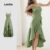 Lovito Vestido elegante com babados e bainha lisa com zíper para mulheres L128ED767