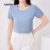 Lovito Blusa Casual Básica de Boa Textura para Primavera/verão Blusa Azul para Mulheres LB134LD302