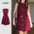 Lovito Vestido Elegante Simples Assimétrico Primavera/verão Vestido Claret para Mulheres L155ED1471