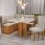 Conjunto Canto Alemão com Baú Trento Mesa Quadrada com Vidro 90×90 e 2 Cadeira Venus em Mdp/mdf Mel/Marfim/Off White