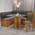 Conjunto Canto Alemão com Baú Trento Mesa Quadrada com Vidro 90×90 e 2 Cadeira Dallas em Mdp/mdf Mel/Grafite