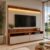 Rack com Painel para TV até 70 Polegadas Ripado LED 172CMX182CM Rio Branco Marrom Manchester Manchester/Mármore
