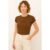T-Shirt Feminina Manga Copinho Polo Wear Marrom Medio