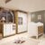 Quarto de Bebê Guarda-roupa e Cômoda com Janelas e Berço com Capitonê Maya Clássico Espresso Móveis