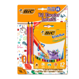 Kit escolar lápis de cor 12 cores Evolution Gigante + lápis + apontador + borracha 16 itens Bic