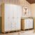 Quarto Infantil com Guarda-roupa 4 Portas e Cômoda 1 Porta 100% Mdf Mimo Espresso Móveis Branco Brilho/Amêndoa