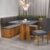 Conjunto Canto Alemão com Baú Trento Mesa Quadrada com Vidro 90×90 e 2 Cadeira Venus Mdp/mdf Mel/Grafite