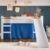 Cama Infantil Elevada com Escorregador e Cortina  Branco/Azul