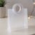 Sacola Transparente Fosca PVC com Alça Redonda de Couro Branco – 18,5x16x8cm  – 10 unidades – Rizzo