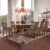 Conjunto Mesa com Vidro e 8 Cadeiras 200cmx90cm Barcelona Yescasa Chocolate/Off White/Suede Animale