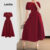 Lovito Vestido Casual de Renda com Amarração para Primavera/verão Cor Claret para mulheres L155ED1948