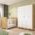 Quarto de Bebê com Berço Americano e Guarda-Roupa 4 Portas Mimo 100% MDF Espresso Móveis Branco Brilho/Amêndoa