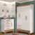 Quarto Infantil Completo Guarda Roupa 4 Portas 2 Gavetas com Cômoda Liz Espresso Móveis Branco Fosco/Nature