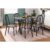 Conjunto Sala de Jantar 6 Cadeiras Mesa Retangular Tampo em Granito Deise  Preto Craqueado/ Prata