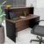 Balcão Atendimento Recepção Consultório com Gaveta 120x60cm Nogal/Preto