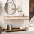 Aparador Curvo 1 Gaveta Pés e Puxador em Metal 121cm Tucupí Off White/Nature/Dourado