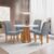 Conjunto Mesa Tampo Redondo Plus Vidro Kansas 100cm 4 Cadeiras Arizona Cinamomo/Off White/Suede Cinza