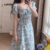 Lovito Vestido Elegante com Recorte Na Frente Amarração Cores Azul para primavera/verão LNE117X043