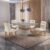 Conjunto Sala de Jantar Mesa 4 Cadeiras Luísa Espresso Móveis Veludo Creme/Off White/Imbuia