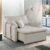 Poltrona Cama em Madeira Eucalipto 110 cm Detroid Yescasa Veludo   Bege Claro