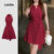 Lovito Vestido de Festa Assimétrico com Amarração Aberta e Renda Primavera/verão Vestido Vermelho Vinho L155ED041