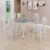 Conjunto Sala de Jantar Mesa Redonda 70cm Tampo Granito Topázio 4 Cadeiras Linda Yescasa Paraopeba/Branco